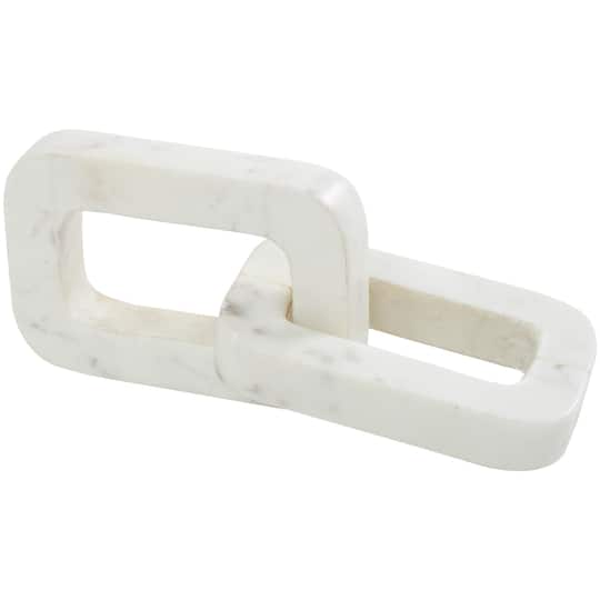White Marble Geometric 2 Link Chain Sculpture Décor